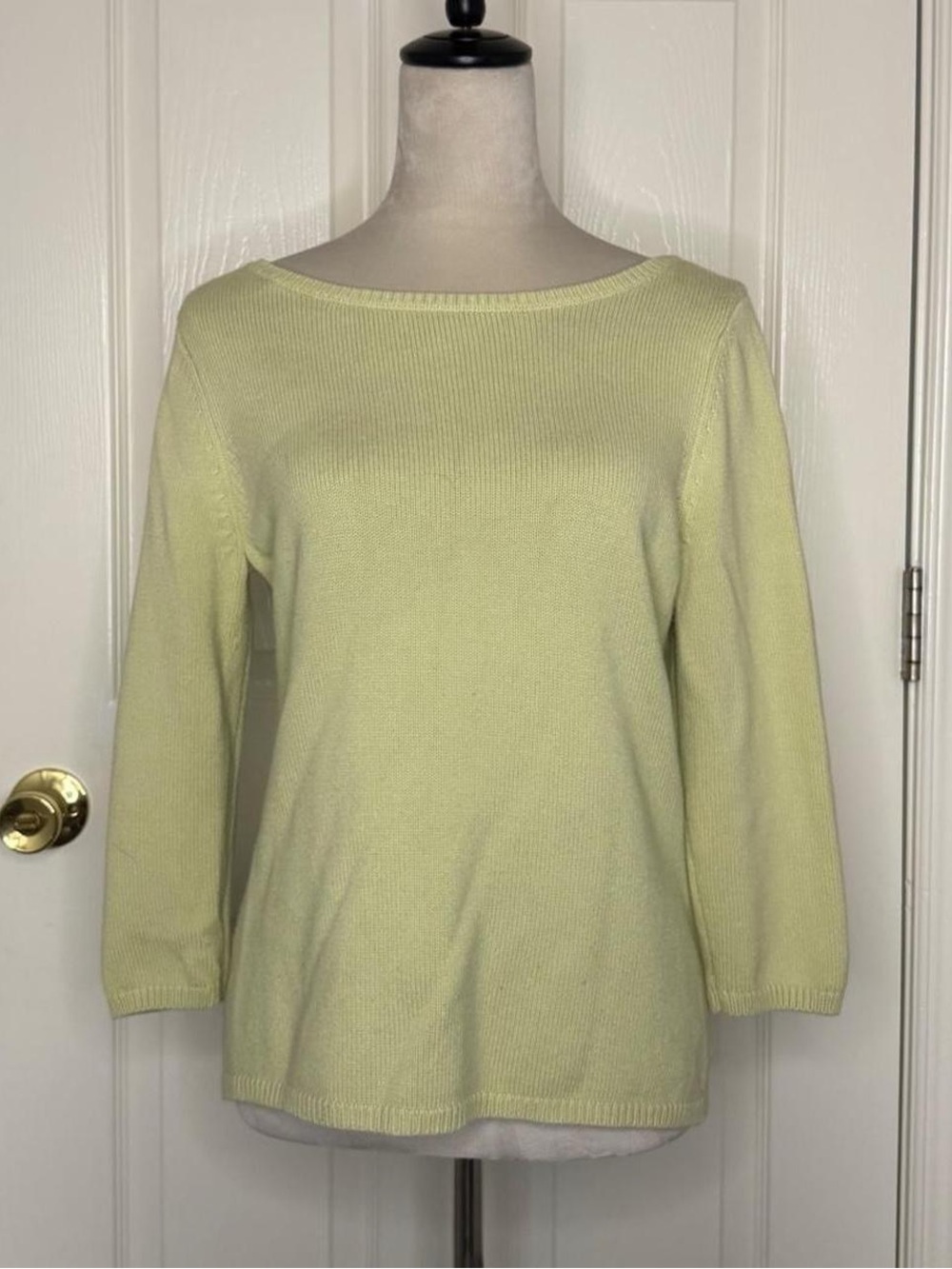 Talbots pastel green boat neck 3/4 sleeve knit sweater M petite - classic soft